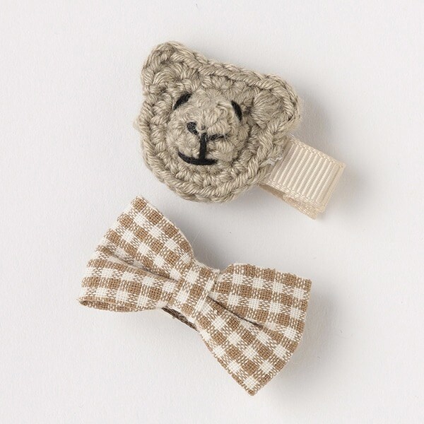 くまリボンヘアクリップセット