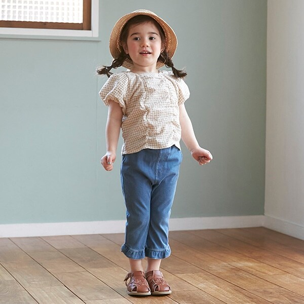 【スマイルシリーズ】【リンク】裾ちびフリルパンツ（7分丈）(キッズサイズ)