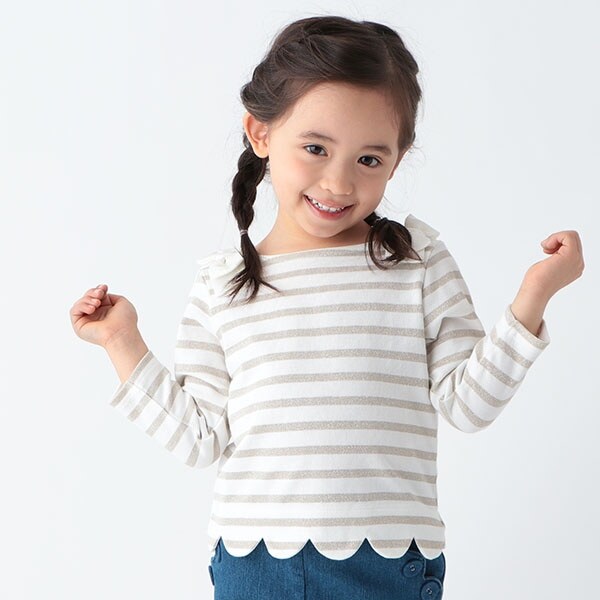 【リンク】スカラップボーダー長袖T(キッズサイズ)