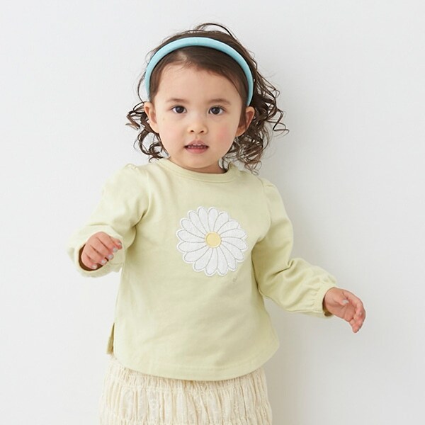 マーガレットアップリケ長袖Tシャツ