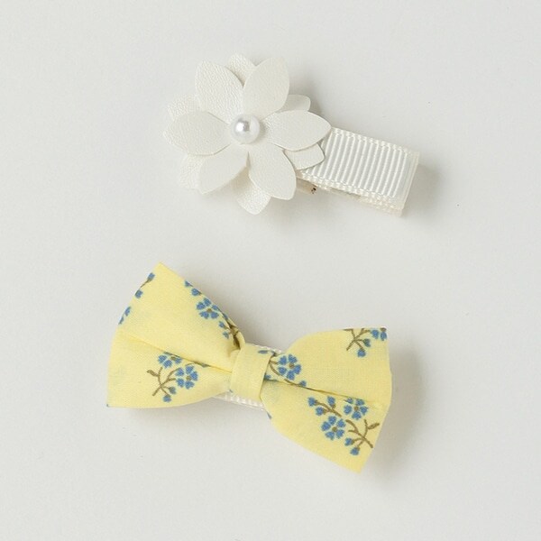 お花リボンヘアクリップセット