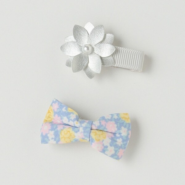 お花リボンヘアクリップセット