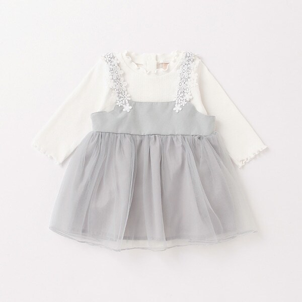 肩レースOPロンパースセット