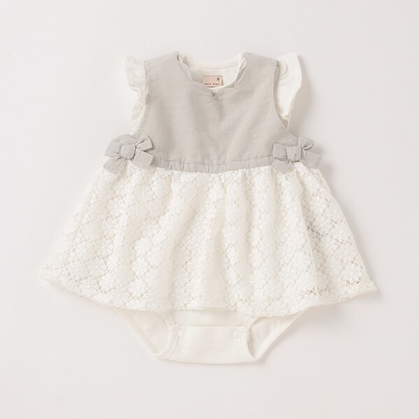 スカラップレースワンピース×ロンパースセット