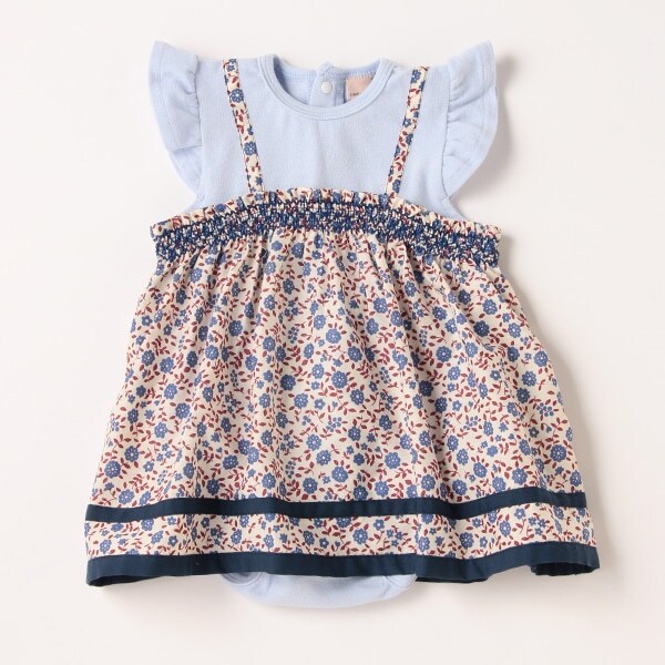 【弱酸性】花柄キャミドッキングロンパース