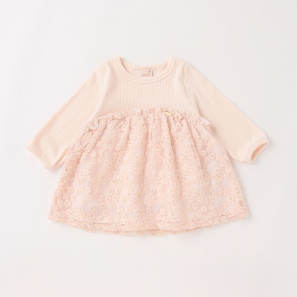 花刺しゅうチュールドッキングT(6分袖)