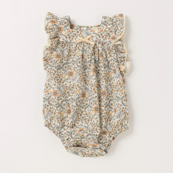 お花柄布帛ロンパース