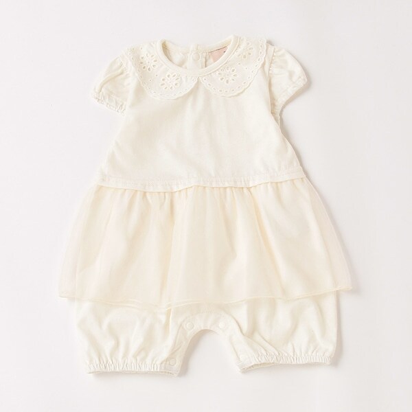 レース衿チュール切替カバーオール