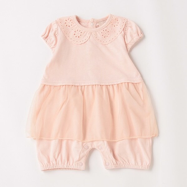 レース衿チュール切替カバーオール