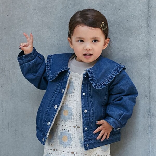 【リンク】フリルカラーデニムジャケット(キッズサイズ)