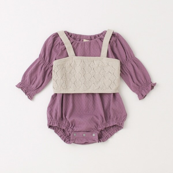 ニットビスチェロンパースセット