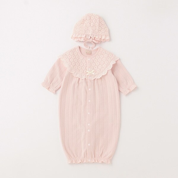 【弱酸性】帽子つきレース切替2WAYオール