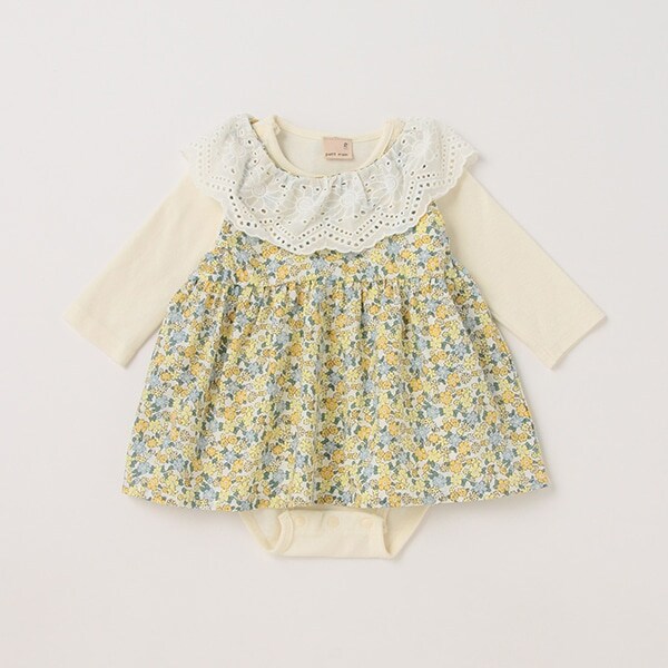 衿つき花柄ワンピセット