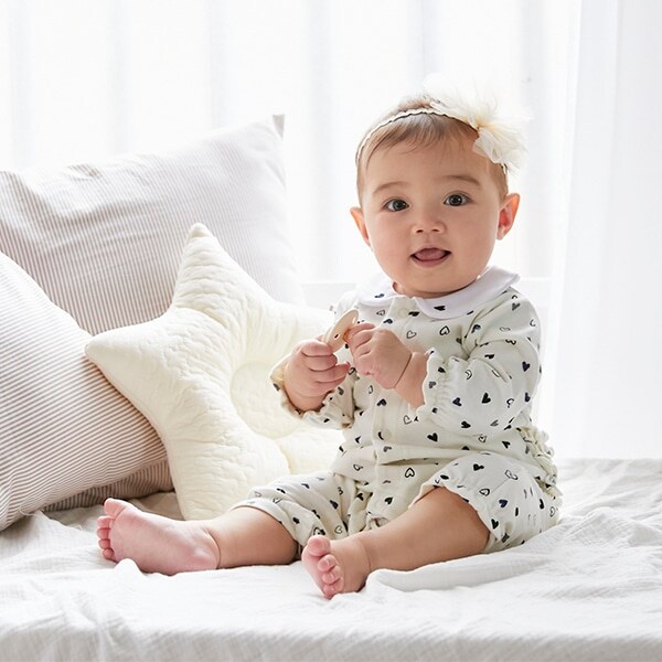 ハート柄カバーオール