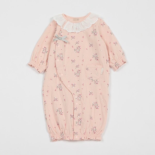 【弱酸性】イチゴ花柄2WAYオール