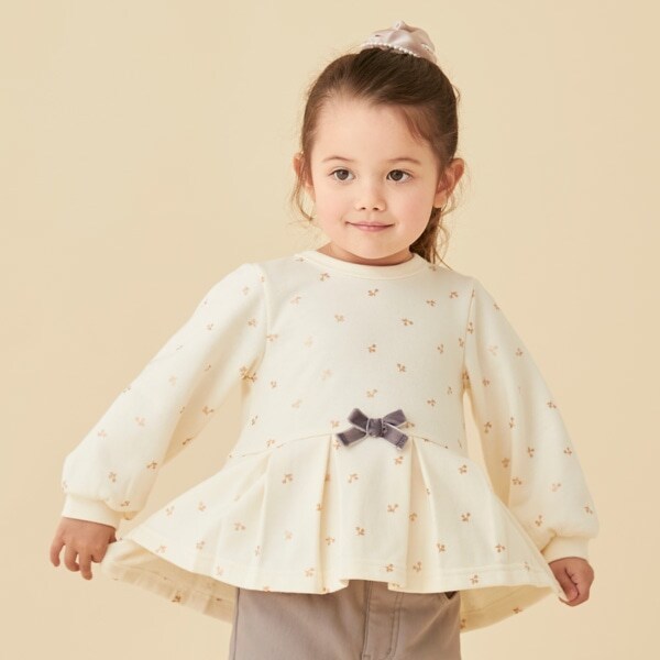 チェリー箔ペプラムトレーナー