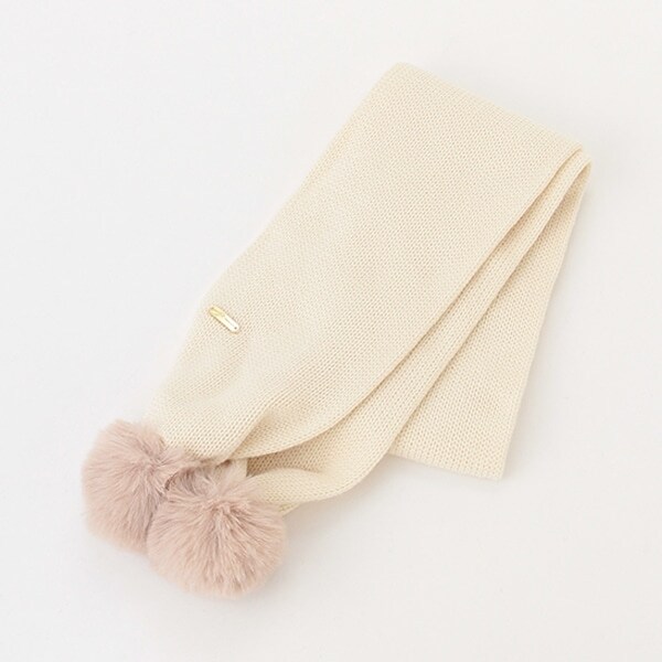 ファーポンポンマフラー