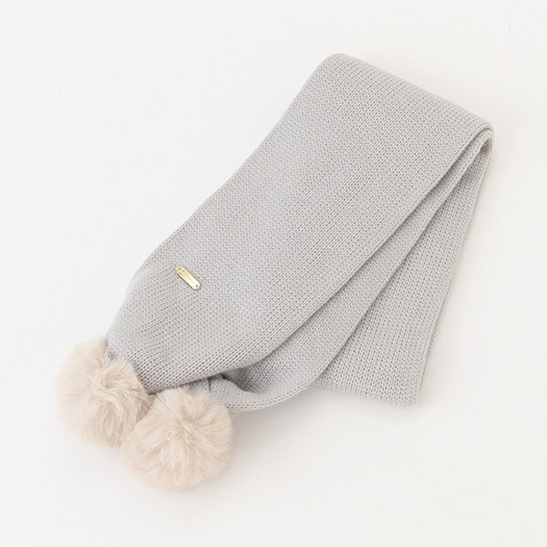 ファーポンポンマフラー