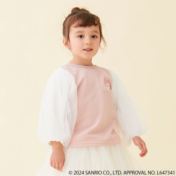 【サンリオキャラクターズ】チュールパフ袖8分丈長T