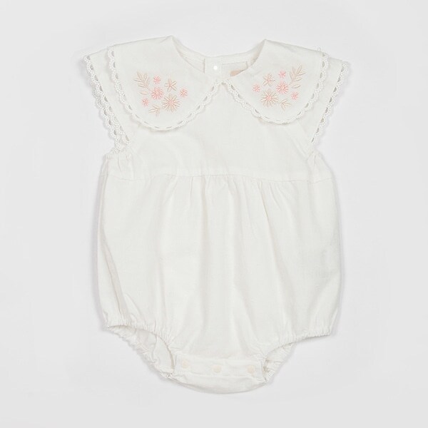 衿刺しゅうロンパース