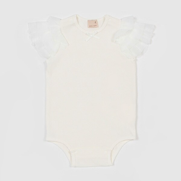 袖チュールロンパース