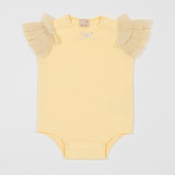 袖チュールロンパース