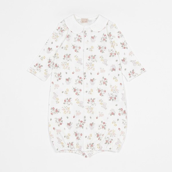 【オーガニック】クマ・ウサギ柄2WAYオール