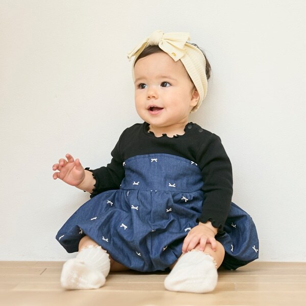 【リンク】リボン刺繍ワンピロンパース