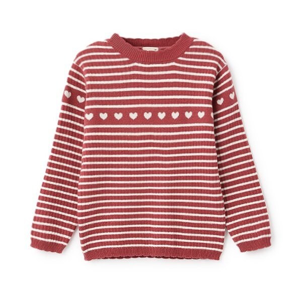 【フワもちっと】ハートリブニット