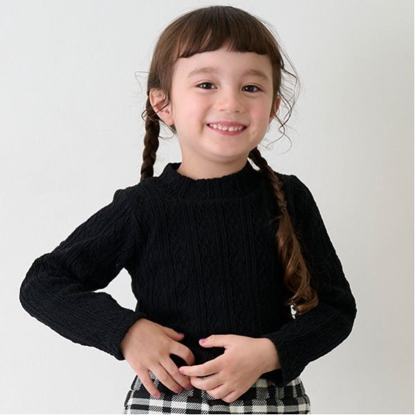 【シアバター】ジャガードハイネック長T