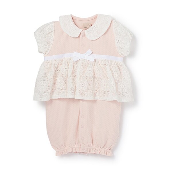 【弱酸性】レースペプラム半袖2WAYオール