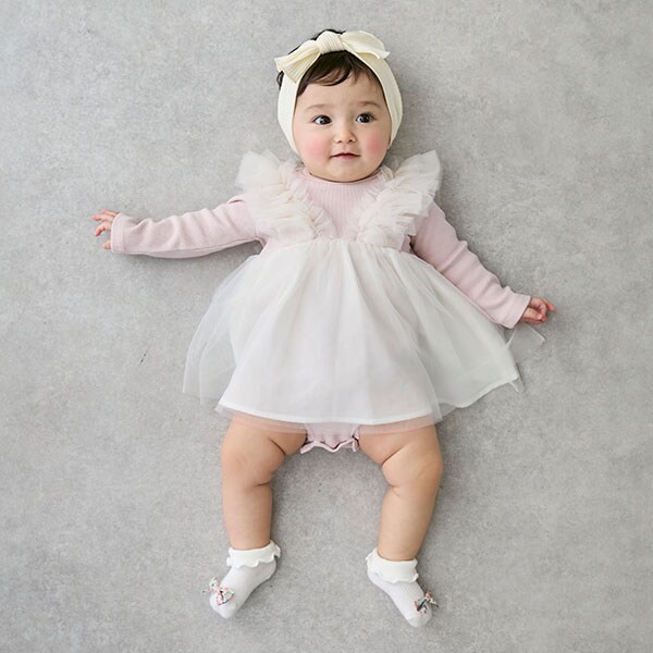 【リンク】肩フリルチュールOPロンパース