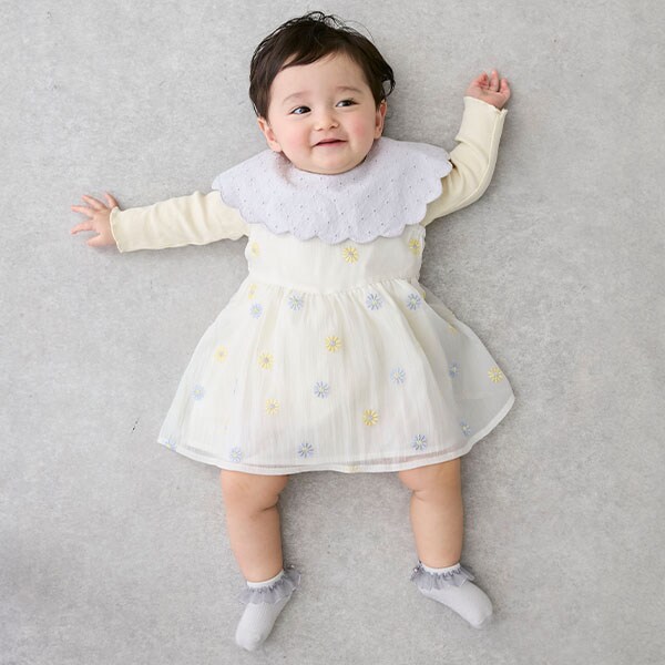 【リンク】花刺しゅうワンピロンパース