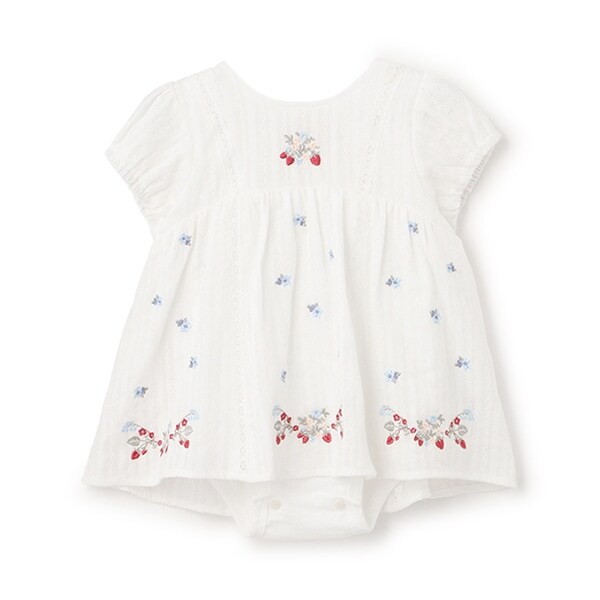 【リンク】イチゴ刺しゅうロンパース