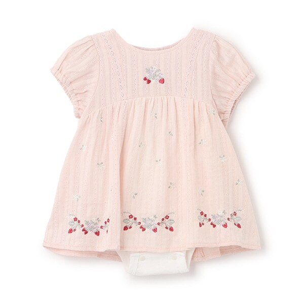 【リンク】イチゴ刺しゅうロンパース