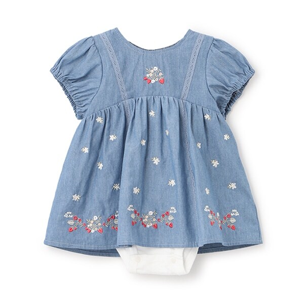 【リンク】イチゴ刺しゅうロンパース