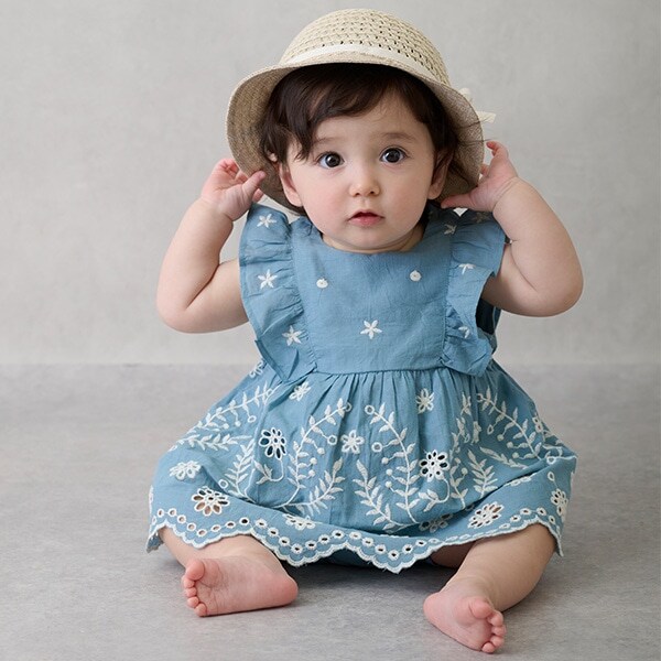 【リンク】インド綿 レース刺しゅうセットアップ(ベビー)