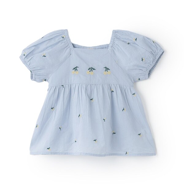 チェリー刺しゅうパフブラウス