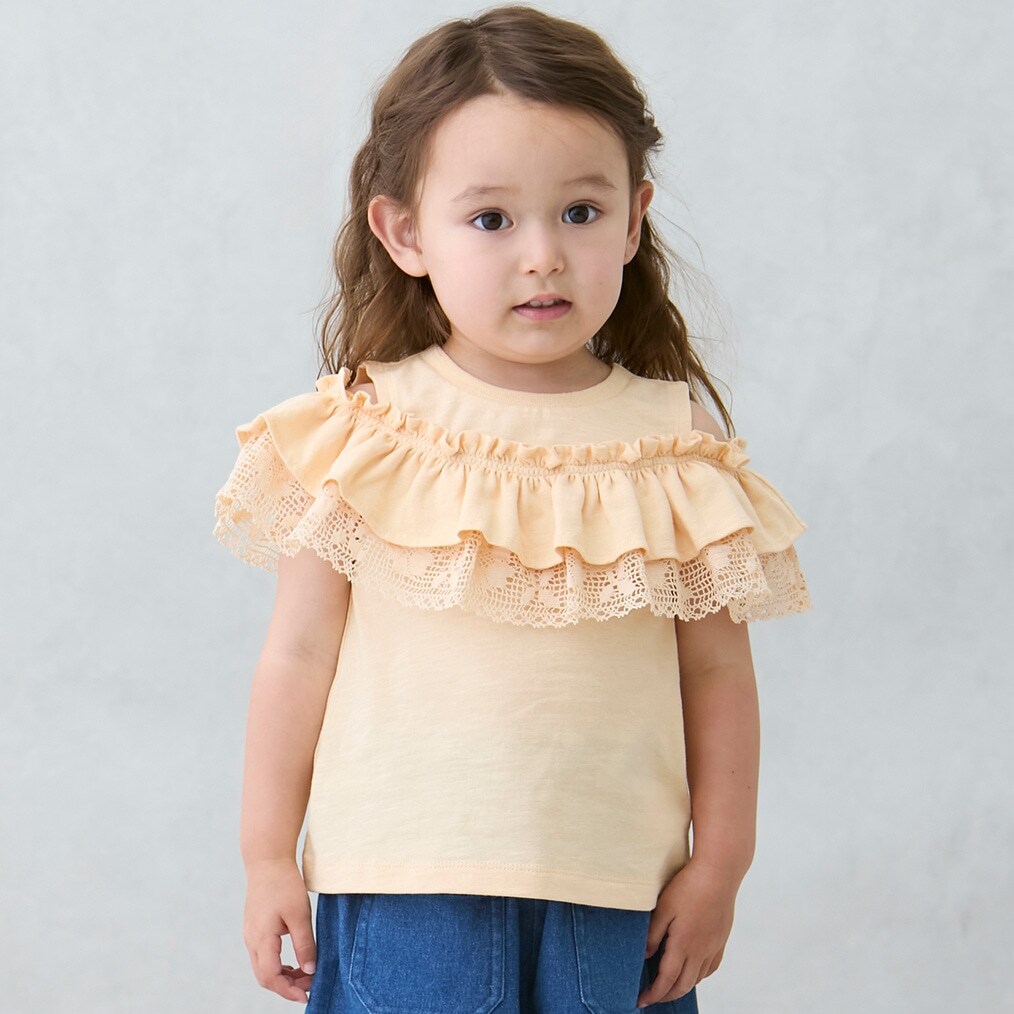 【接触冷感/リンク】オフショルレースT