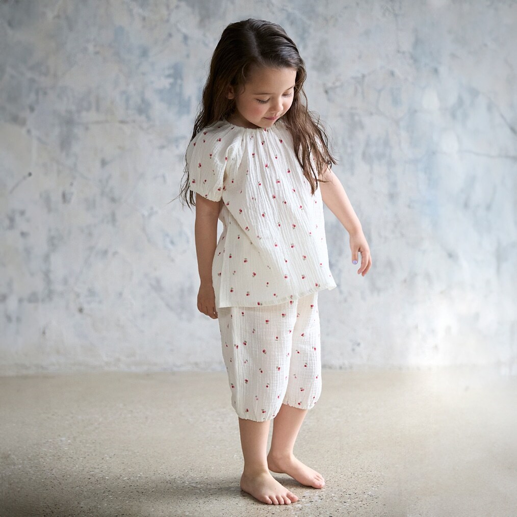 【リンク】パフスリーブWガーゼパジャマ(キッズ)