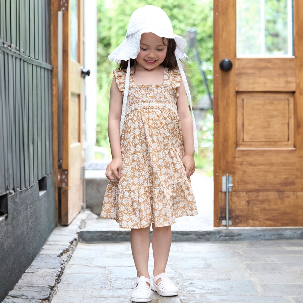 【リンク】総柄シャーリングワンピース(キッズ)