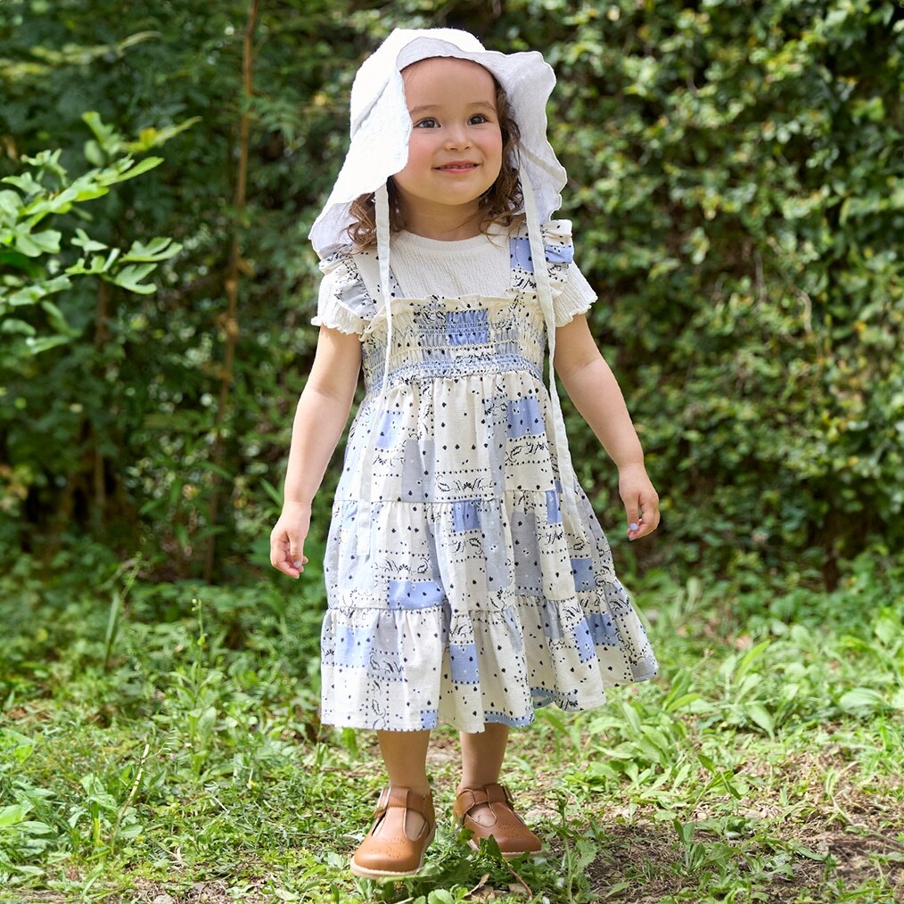 【リンク】総柄シャーリングワンピース(キッズ)