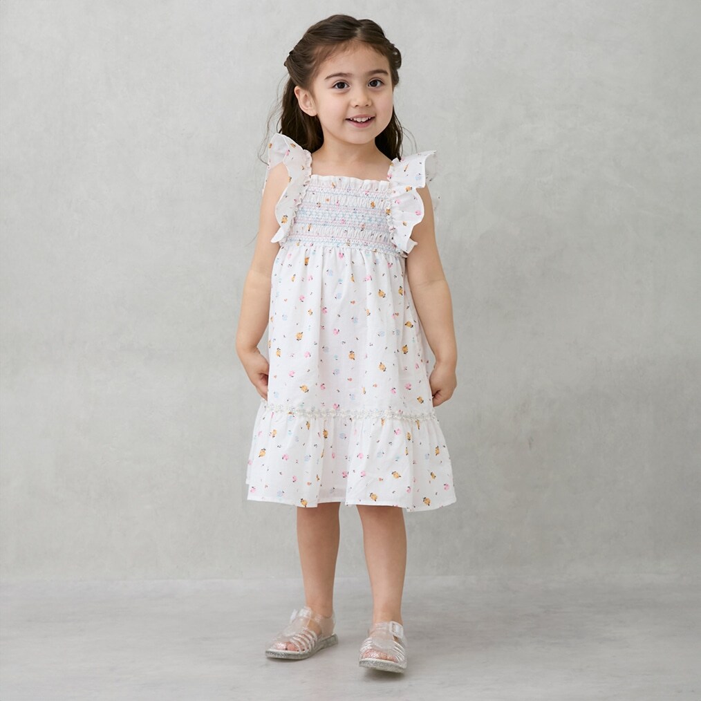 シャーリングティアードワンピース