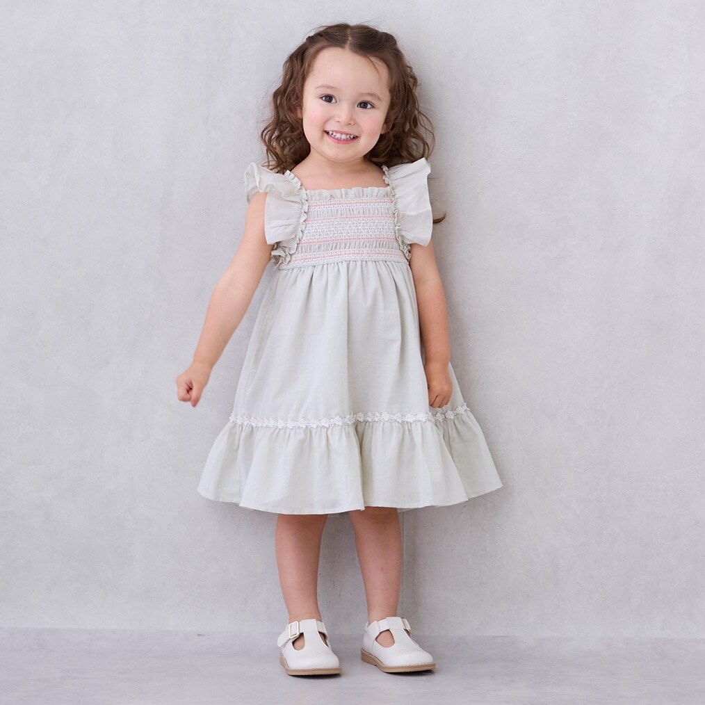 シャーリングティアードワンピース