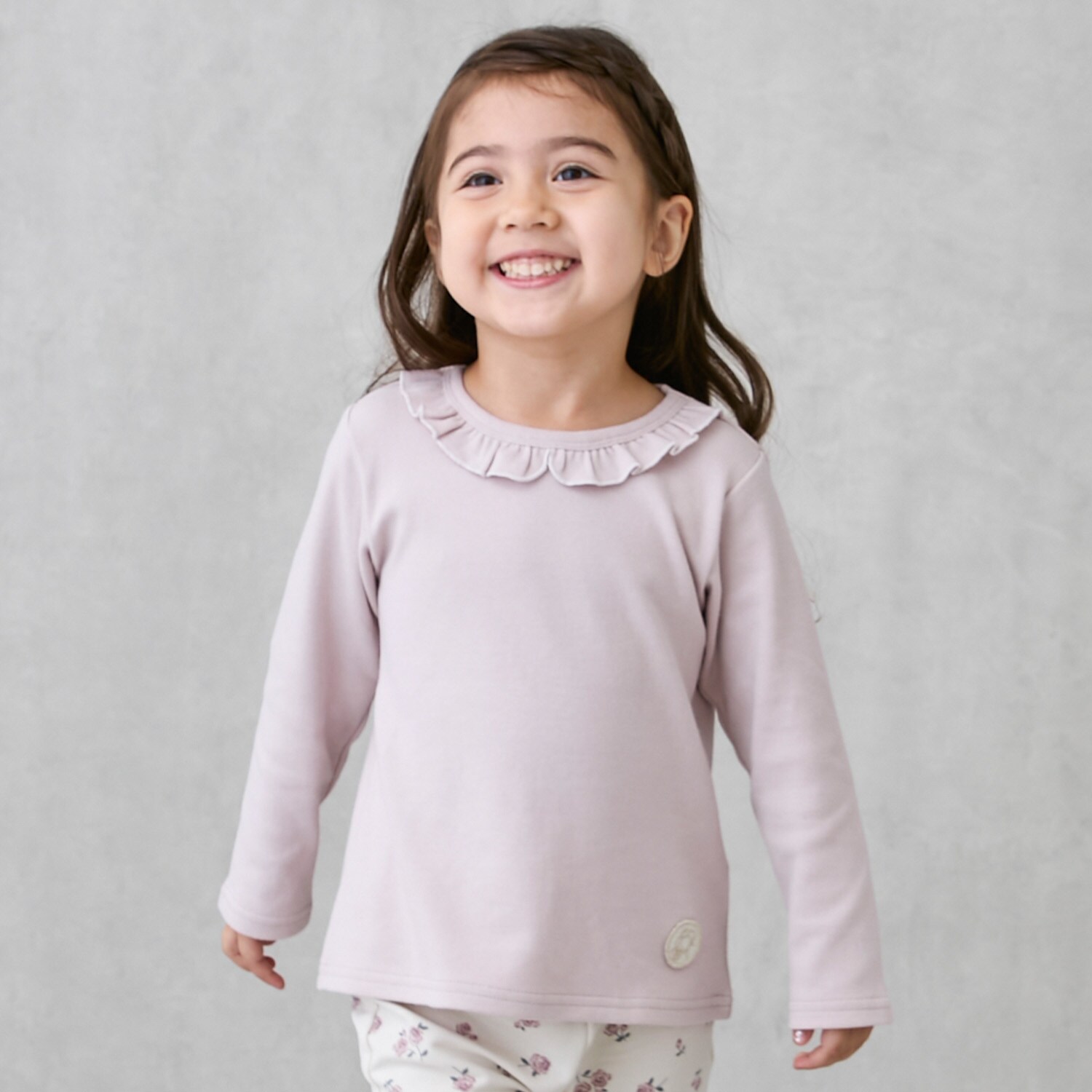 【オーガニック】フリル衿長袖Tシャツ