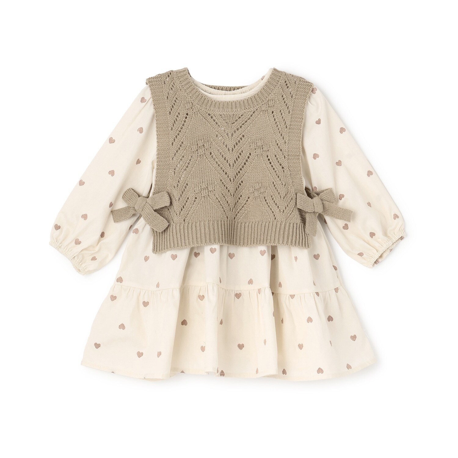 【リンク】ベストつきティアードワンピース(キッズサイズ)