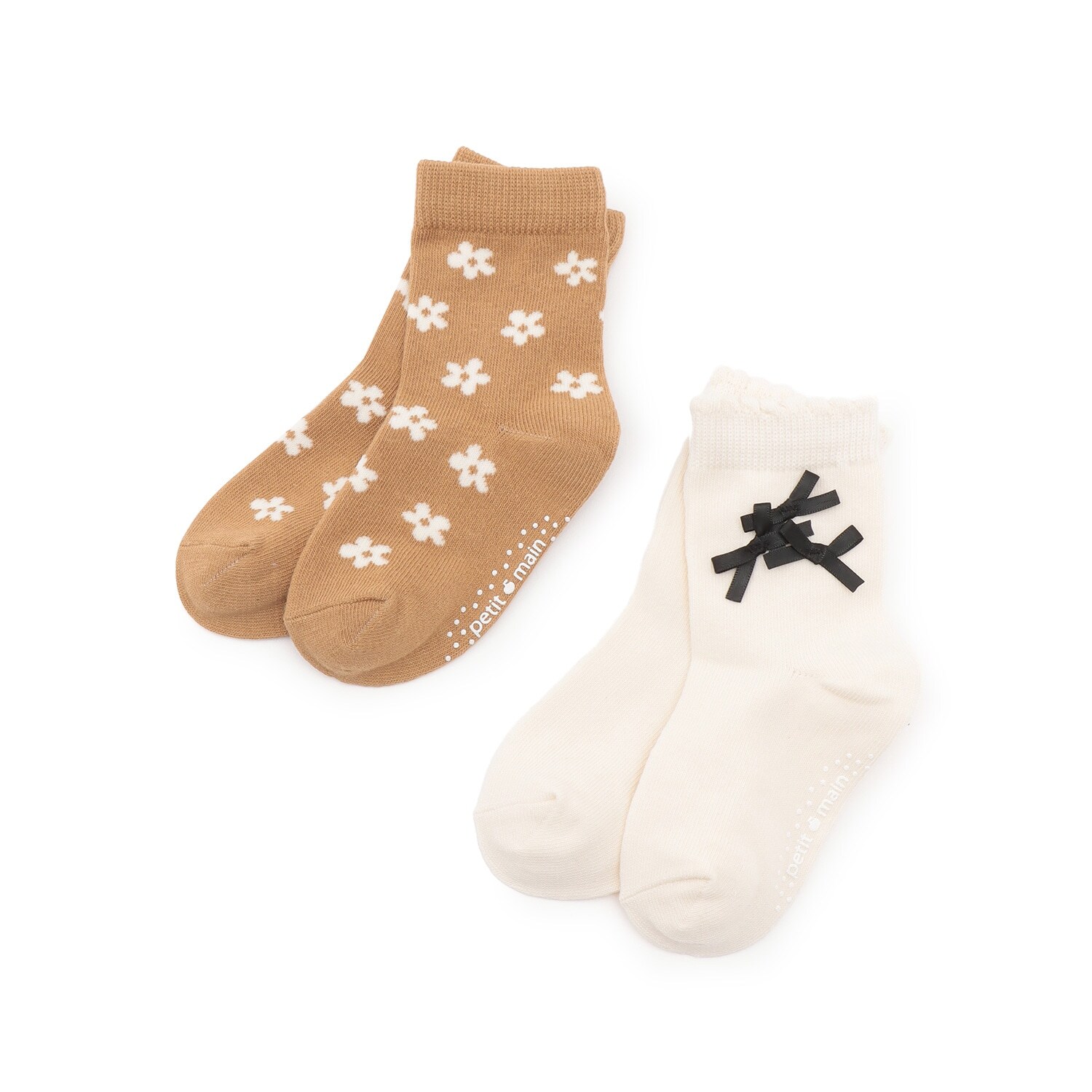 リボン花柄ソックス2P