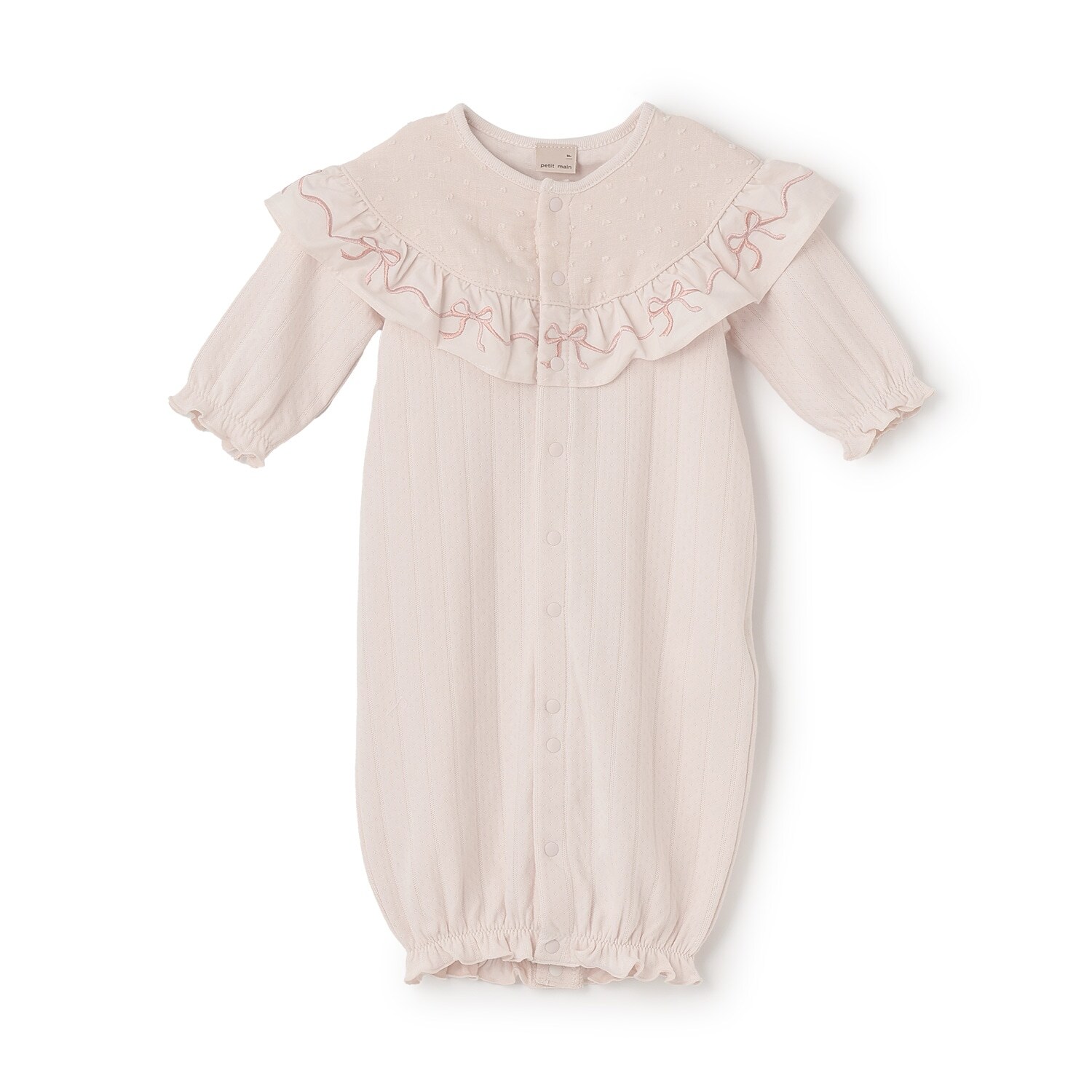 【オーガニック】フリル刺しゅう切替2WAYオール