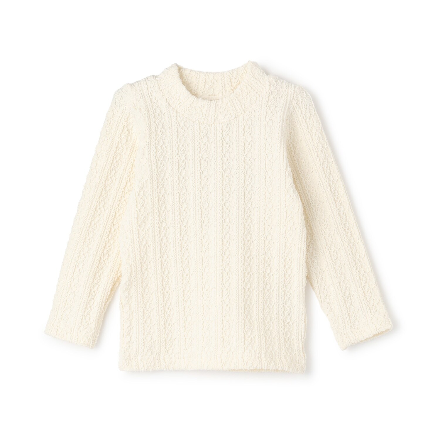 【シアバター】ジャガードハイネック長袖T