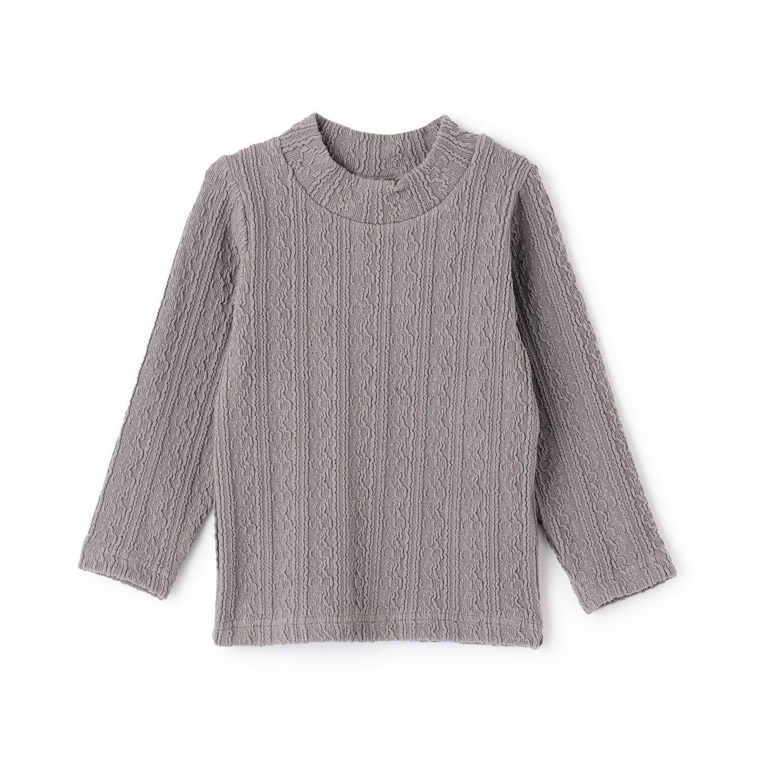 【シアバター】ジャガードハイネック長袖T